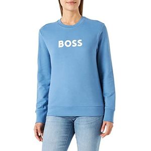 BOSS Dames C Elaboss katoenen sweatshirt van French Terry met logoprint, Open Blue474, L