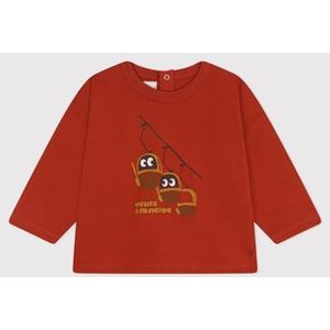 Petit Bateau Shirt met lange mouwen voor, Harissa Rood, 12 Maanden