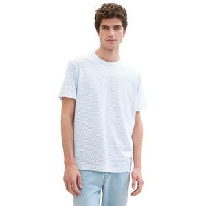 TOM TAILOR Basic T-shirt voor heren met all-over print, 35604 - Windsurf Blue zigzag Design, XXL