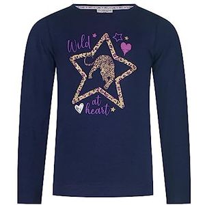SALT AND PEPPER T-shirt voor meisjes, L/S Stars, luipaardprint, True Navy, 92/98 cm