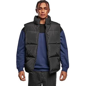 Urban Classics Herenvest outdoor gewatteerd vest bodywarmer streetwear gilet jas, vrije tijd blok buffer vest, maat S tot 5XL, zwart/zwart, XL