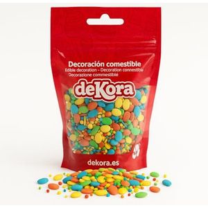 dekora - Suikerconfetti Mix – Eitjes & Maná | 100g Hersluitbare Zak | Glutenvrij & Lactosevrij | Eetbare Versiering voor Taarten, Cupcakes & Koekjes | Voor Professioneel Gebruik