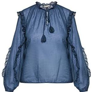 DreiMaster Vintage Katoenen damesblouse, marine, XL, marineblauw, XL