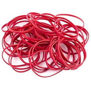 D.RECT Elastieken elastieken band voor huishouden, werk, kantoor, herbruikbaar, duurzaam, 100 g bouwstuk, rood