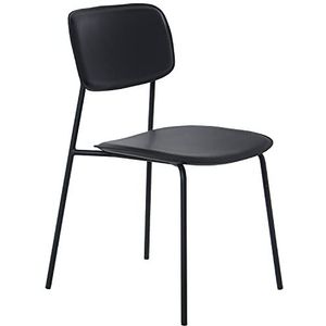 DRW Set van 4 stoelen van PU en metaal in zwart, 43 x 48 x 78 cm, zithoogte 44 cm