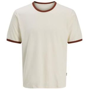 JACK & JONES Jorformentera Ringer Tee Ss Crew Neck voor heren, antiek wit., S