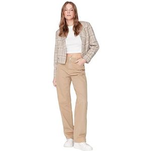 TRENDYOL Vrouwelijke lage tailleband, wijde pijpen van de jaren 90 jeans, Camelkleuren, 36