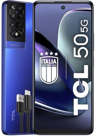 TCL Mobile 50 5G Smartphone, MediaTek Dimensity 6100+ chipset, 6,56 inch HD+ display, 128, 8 RAM, uitbreiding 4 en 4 RAM, 50 MP dubbele hybride camera, Android 14, 5010 mAh