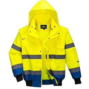 Portwest C465 Hi-Vis Contrast Bomberjas, Normaal, Grootte 3XL, Geel/Korenblauw