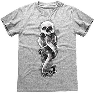 Harry Potter Dunkle K�nste Snake Herren-T-Shirt Heather Grey 3XL | S-XXXXXL, Zauberwelt Hogwarts Voldemort mit Rundhalsausschnitt Graphic Tee, Geburtstagsgeschenkidee für Männer, für Haus oder Gym