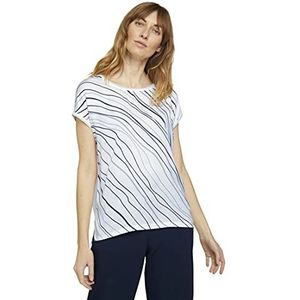 TOM TAILOR Dames T-shirt met patroon in materiaalmix 1025275, 10315 - Whisper White, M