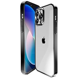 Angeston Hoes compatibel met iPhone 13 Pro Max, gegalvaniseerde spiegel-hardshell beschermhoes voor iPhone 13 Pro Max, schokbestendige, krasbestendige hoes - zwart