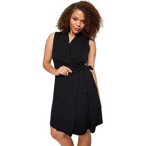 Trendyol FeMan double-breasted slim fit geweven plus size jurk, zwart, 46, Zwart, 44 grote maten