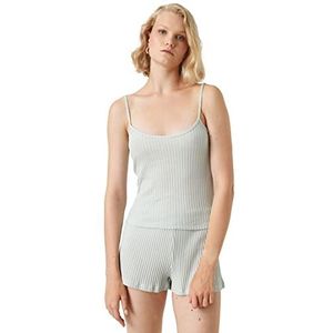 Koton Dames Cotton Strappy Knit Pyjama Top Tanktop, Mint (Mnt), S