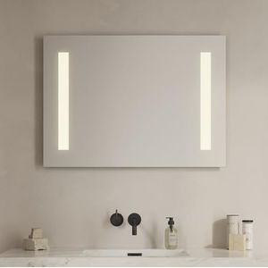 Loevschall Godhavn Vierkante spiegel met verlichting, led-spiegel met touch-schakelaar, 90 x 65 cm, badkamerspiegel met ledverlichting, verstelbare badkamerspiegel met verlichting