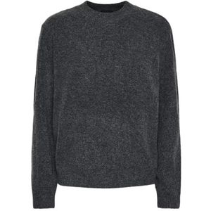 PIECES Dames Pcemma Ls O-Neck Knit Pwp Bc, dark grey melange, M