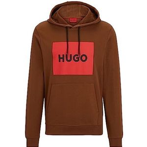 HUGO Heren Duratschi223 capuchontrui van French Terry met logo-print, Rust/Copper224, S