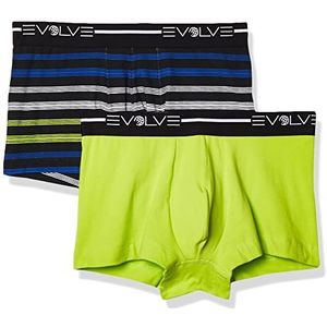 Evolve Heren Katoen Stretch No Show Trunk Ondergoed Multipack, Lime Groen/Multi Streep/Zwart, M