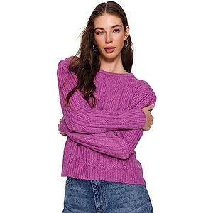 Trendyol FeMan Regular fit Basic Crew Neck Knitwear Trui, Paars, S, Paars, S