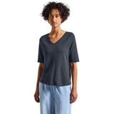 Street One Dames 3226714 T-shirt met V-hals, diepwater blauw, 8, Deepwater Blauw, 34
