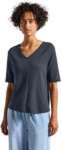 Street One Dames 3226714 T-shirt met V-hals, diepwater blauw, 8, Deepwater Blauw, 34