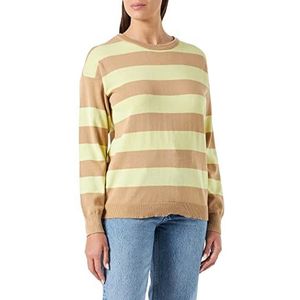 NOISY MAY Dames Nmzoe L/S O-hals Oversized Knit S * Pullover, Nomad/Stripes: lichtblauw/limoengeel, M