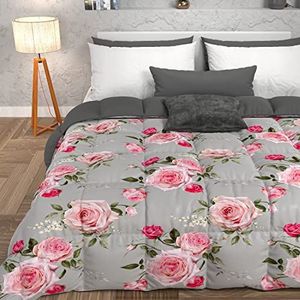 PETTI Artigiani Italiani - Winterdekbed, winterdeken, dekbed voor Frans bed, eenkleurig, digitale print, grijs, 100% anti-allergische microvezel, gemaakt in Italië