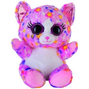 Bauer Spielwaren ""Blikvanger Glitter"" Lashy kat pluche dier: knuffeldier met glitter-kattenogen, ook ideaal als smartphonehouder, 20 cm, roze-kleurrijk (14246)