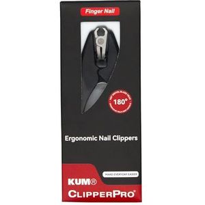 KUM MT0305 - Ergonomische nagelknipper Clipper Pro voor vingernagels, 180° draaibare mesjes, van roestvrij staal