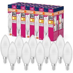OSRAM LED STAR VALUE KLASSISK B60 LED-lampe til E14-base, stearinlys, FR, 806 Lumen, Warm White (2700K), udskiftning til konventionelle 60W pærer, ikke dæmpbar, 10-pack