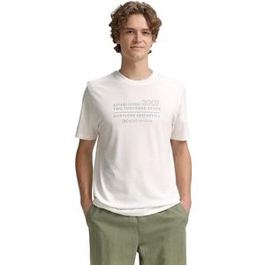 TOM TAILOR Denim Basic T-shirt voor heren met logo-print, 10332 - Off White, M