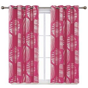 Deconovo Oogje abstracte folie patroon gordijnen thermisch geïsoleerde ruisonderdrukkende raambehandeling voor jongens slaapkamer, polyester, roze, 46 x 54 inch