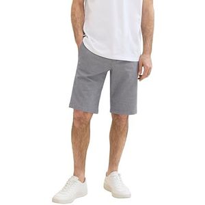 TOM TAILOR Heren bermuda shorts, 32284 - Witte Navy Zig Zag Structuur, 34