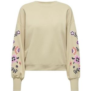 ONLBROOKE L/S O-Neck Flower SWT, Pale-kaki/print: ina flower, XL