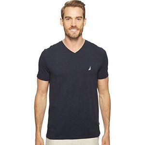 Nautica Heren Short Sleeve Solid Slim Fit V-hals T-shirt, Donkerblauw, S
