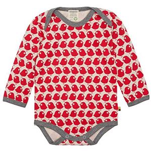 loud + proud Uniseks babybody lange mouwen met vogelprint, GOTS-gecertificeerd T-shirt, tomaat, 74/80 cm