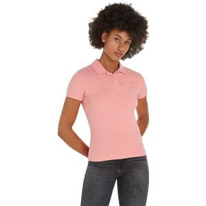 Tommy Jeans Dames TJW Slim Essential Polo SS, Tickled Pink, XL, Roze gekieteld, XL
