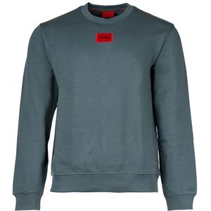 HUGO Diragol212 Sweatshirt voor heren, van katoen-terry met rood logo-label, Dark Green307, XS