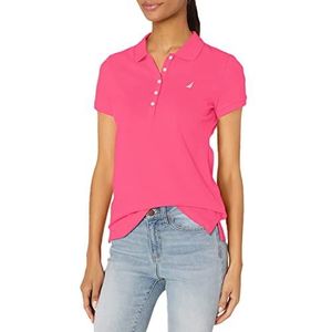 Nautica Women's 5-Button Short Sleeve Breathable 100% Cotton Polo Shirt