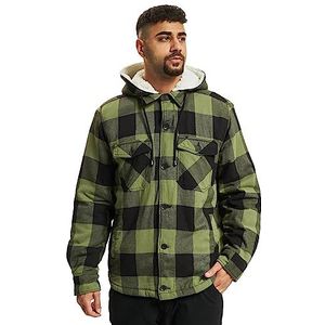 Brandit Heren Lumberjacket Hooded Jacket, Black/Olive, M