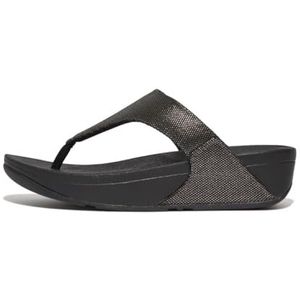 Fitflop Dames LULU Glitz-Canvas teenpost sandalen, tin zwart, 5.5 UK, Tinnen Zwart, 38.5 EU