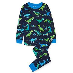 Hatley jongens biologisch katoenen pyjama met lange mouwen en print, Scherptand Rex, 2T