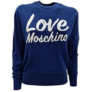 Love Moschino Dames Slim Fit Lange Mouwen with Love Penguins Intarsia. Trui Sweater, blauw, 40