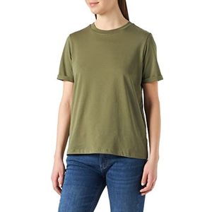 PIECES T-Shirt dames Pcria Ss Fold Up Solid Tee Noos Bc , diep lichen green , XL
