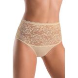 Teyli - Violetta - Hoge Taille Slip - Beige - Katoen met Bloemenkant