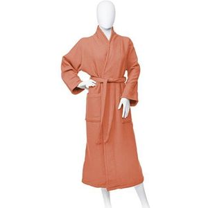 Superior Badjas van 100% katoen met badstof voering en sjaalkraag, oversized, unisex hotel & spa badjassen voor dames en heren - klein, koraalrood