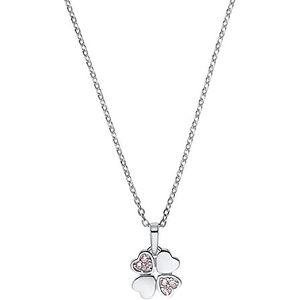 Amor Collier Met Hanger 925 Sterling Zilveren Meisjes Kinder Collier, Met Cubic Zirconia Synth., 35+3 cm, Zilver, Klaverblad, Wordt Geleverd In Sieraden Geschenkverpakking, 2021273