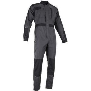 LMA Workwear 4116 POTASSIUM eenvoudige overall met tweekleurige sluiting op de officierskraag, maat M, binnenbeenlengte 84 cm, donkergrijs/zwart