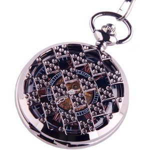 Zwarte Zakhorloge Steampunk Skelet Mechanische Beweging Hand Wind Romeinse Cijfers Cosplay PW-71