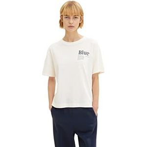 TOM TAILOR Denim Dames Oversized T-shirt met print 1032809, 10348 - Gardenia White, XL